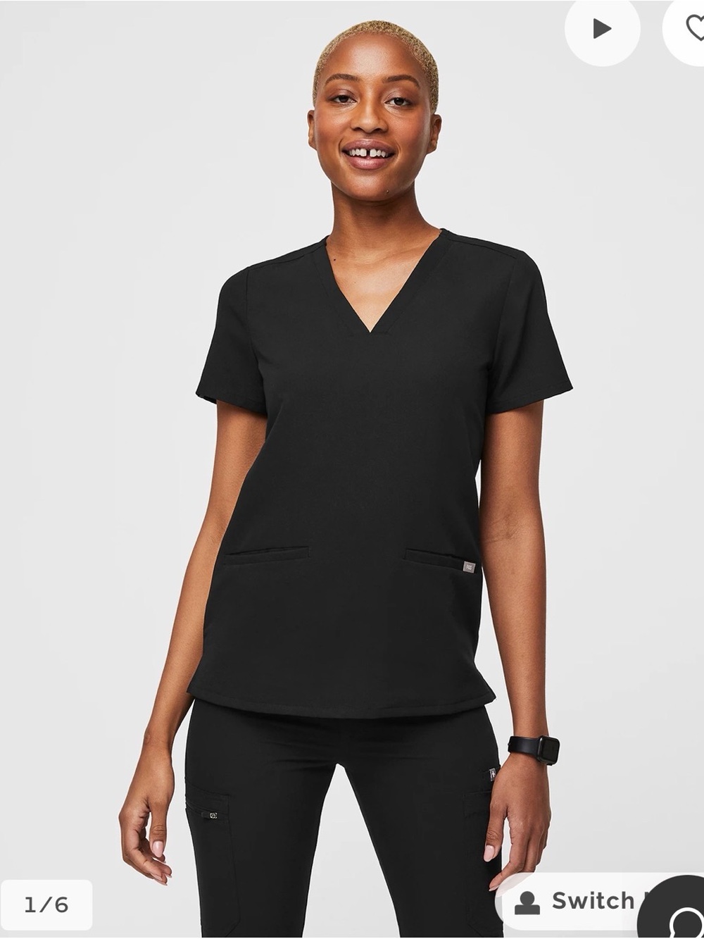 Figs Women's Black Drawstring Scrub Joggers and Top Set XS